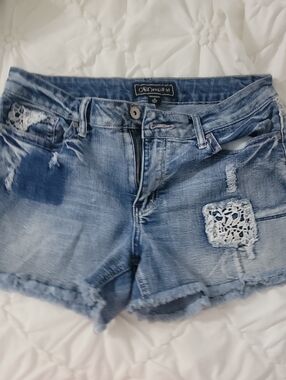 Cato Premium Light Blue Washed Denim Shorts with Button Trim
